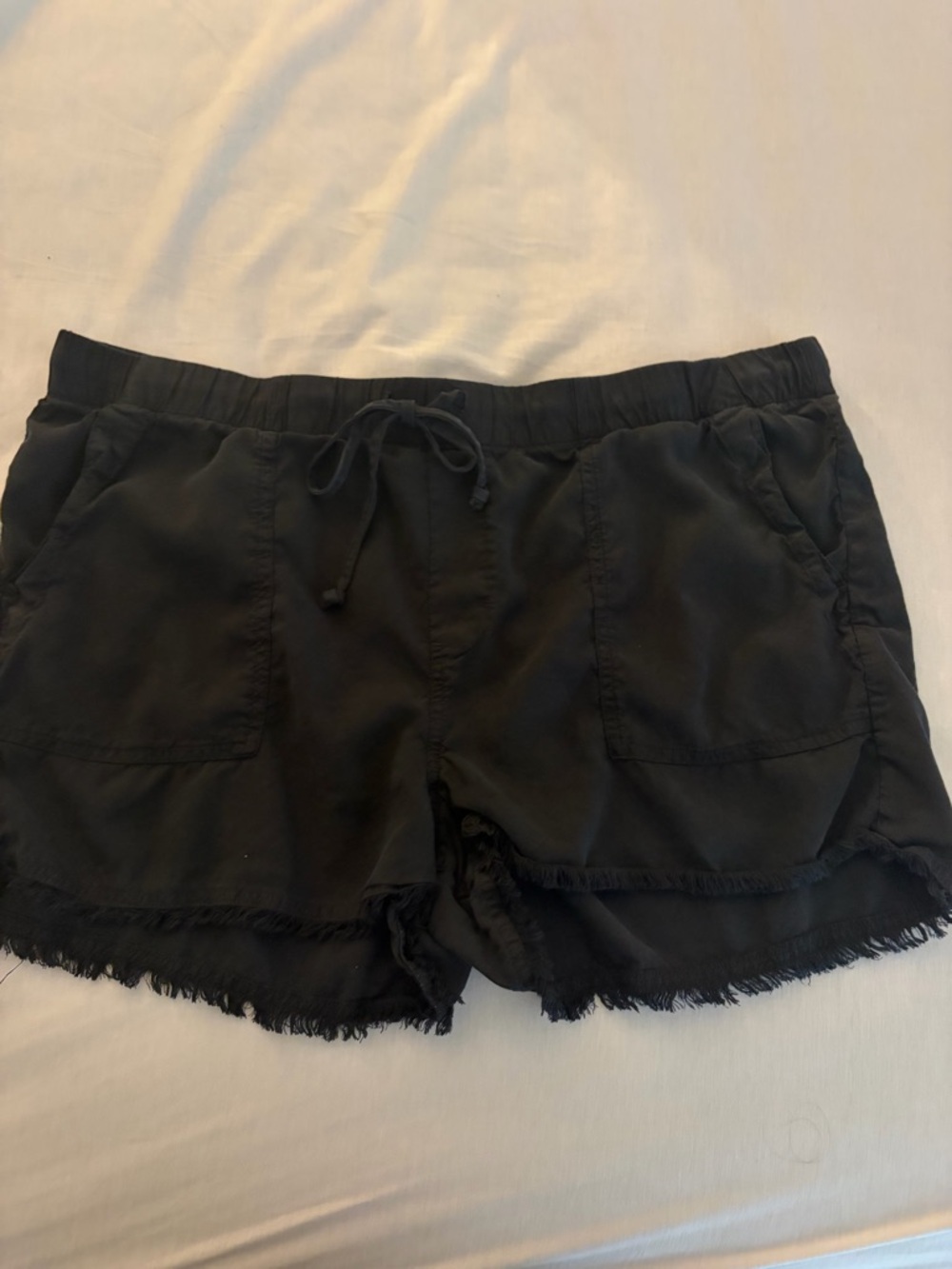 Bella Dahl Black Frayed Hem Drawstring Shorts